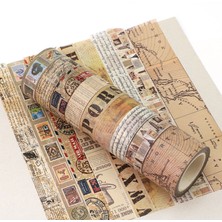 Bifeng Shop D Stili Vintage Mektup Damga Haritası Maskeleme Washi Bant Retro Eski Kağıt Dekoratif Yapışkan Bant Diy Scrapbooking Sticker Etiket Kırtasiye (Yurt Dışından)