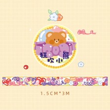 Bifeng Shop 2-J Tarzı Kawaii Karikatür Washi Bant Sevimli Ayı Tavşan Için Dekoratif Etiket Scrapbooking Günlüğü Kitap Albümü Sanat Zanaat (Yurt Dışından)