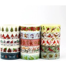 Bifeng Shop 923 Tarzı 2021 Yeni M Dekor Noel Cüceleri Ökseotu Yaprakları Üzerindeki Kardinal Kuşlar Maskeleme Kağıdı Washi Bant Seti Sevimli Günlük Kırtasiye (Yurt Dışından)