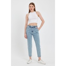 Vena Kadın Norah Ice Blue Beli Lastikli Jean Pantolon
