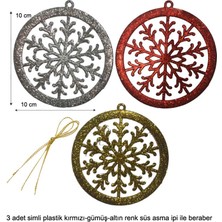 Pandoli Simli Plastik 3 Renk Yılbaşı Çam Ağacı 3 Adet Kar Tanesi Modeli