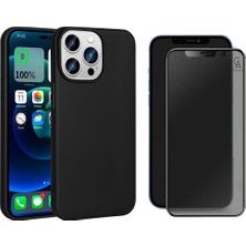 Coolacs Apple iPhone 15 Pro Max Uyumlu Soft Yumuşak Telefon Kılıfı ve Hayalet Privacy Ekran Koruyucu Seti