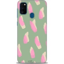 gmotp Samsung Galaxy M21 Kılıf Hd Baskılı - Pembe Krem