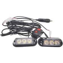 Oto Uzay Çakar Lamba 3x2 LED 12W 12-24V Amber-Amber / LAPA197