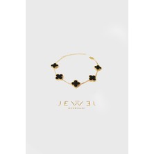 Jewel Yonca Model Gold Altın Kaplama Bileklik