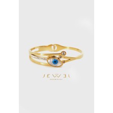 Jewel Pırlanta Taşlı Göz Model Gold Altın Kaplama Bileklik