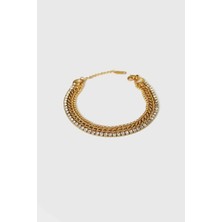 Jewel Üç Zincir Su Yolu Gold Altın Kaplama Bileklik