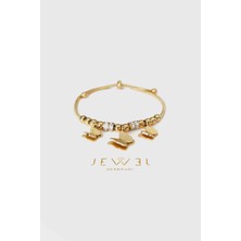 Jewel Asansörlü Silindir Taşlı Üç Kelebek Gold Altın Kaplama Bileklik