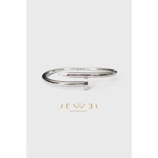 Jewel Çivi Model Beyaz Altın Kaplama Bileklik