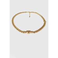 Jewel T Model Kalın Zincir Gold Altın Kaplama Kolye