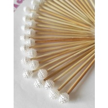 TM Tasarım Mağazası 50 Adet Dekoratif Böğürtlen Inci Boncuklu Kokteyl Kürdan 6,5 cm - Inci 8 mm