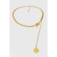 Jewel Sarkıt B Model Gold Altın Kaplama Kolye