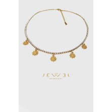 Jewel Çiçekli Su Yolu Gold Altın Kaplama Kolye