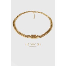 Jewel K Model Kalın Zincir Gold Altın Kaplama Kolye