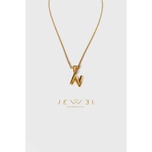Jewel N Harfi Büyük Gold Altın Kaplama Kolye