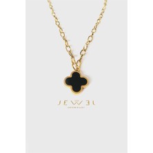 Jewel Yonca Taşlı Gold Altın Kaplama Kolye