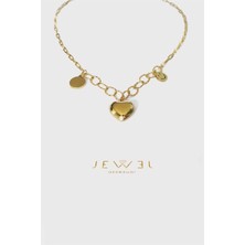Jewel Emoji ve Kalp Gold Altın Kaplama Kolye
