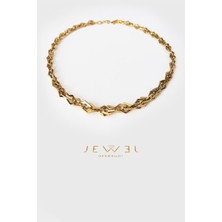 Jewel Kristal Model Gold Altın Kaplama Kolye