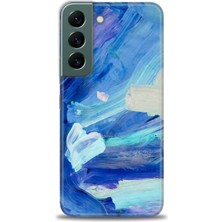 gmotp Samsung Galaxy S22 Kılıf Hd Baskılı - Mavi Beyaz