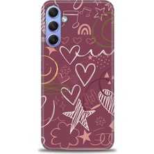 gmotp Samsung Galaxy S25 Plus Kılıf Hd Baskılı - Notalar ve Kalpler Bordo