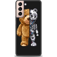 gmotp Samsung Galaxy S21 Kılıf Hd Baskılı - Ayı ve Iskeleti