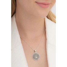 Osmanlı Gümüş Çift Taraflı Nazar Duası ve Kitmir Gümüş Kolye Zincir