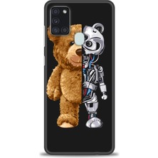 gmotp Samsung Galaxy A21S Kılıf Hd Baskılı - Ayı ve Iskeleti