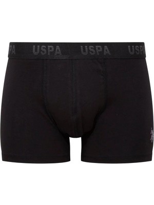 U.S. Polo Assn. 80505 Erkek Pamuklu 3'lü Boxer-Siyah&antrasit&baskılı