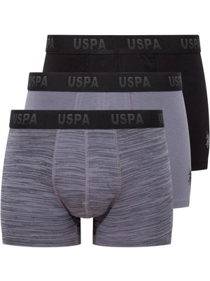 U.S. Polo Assn. 80505 Erkek Pamuklu 3'lü Boxer-Siyah&antrasit&baskılı