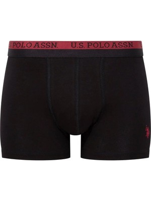 U.S. Polo Assn. 80522 Erkek Pamuklu 3'lü Boxer-Siyah-baskılı-bordo