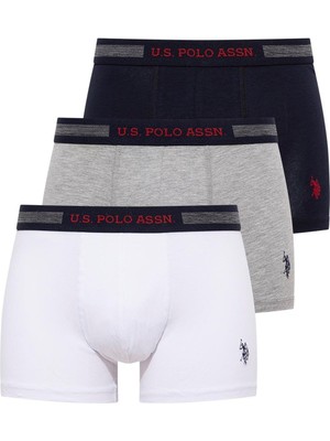 U.S. Polo Assn. 90004 Erkek Battal 3'lü Boxer-Lacivert-grimelanj-beyaz