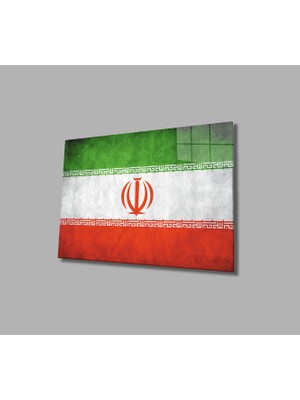 Premium Global Dekoratif Baskı Duvar Sanatı Iran Cam Tablo Iran Flag