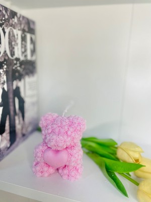 Mhyssa Natural Rose Teddybear Dekoratif Kokulu Mum (Büyük)