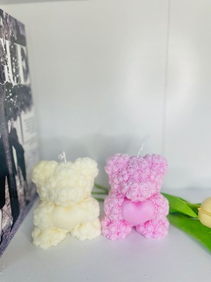 Mhyssa Natural Rose Teddybear Dekoratif Kokulu Mum (Büyük)