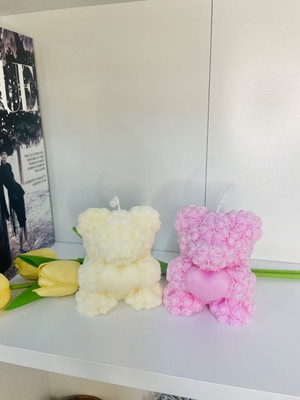 Mhyssa Natural Rose Teddybear Dekoratif Kokulu Mum (Büyük)