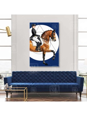 SML Tablo Kahverengi At Üzerinde Jokey Modern Dikey Kanvas Tablo