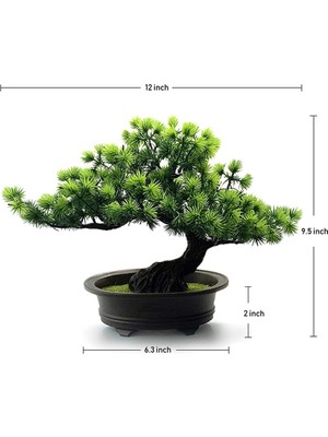 Decisive 2x Yapay Japon Ardıç Bonsai Ağacı Yüksekliği 9.5 Inç Ev Ofis Kapalı Dekor Için (Yurt Dışından)