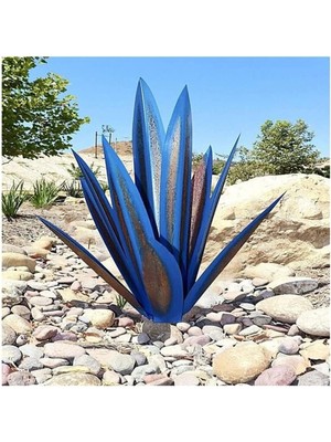 Decisive Rustik Heykel Metal Agave Bitki Ev Dekor Rustik El Boyalı Metal Agave Bahçe Süsleri Açık, 27 cm (Yurt Dışından)