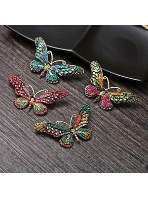 Decisive Vintage Kelebek Broş Pin Rhinestones-Antika Sevimli Hayvan Şekli Korsaj Eşarp Klipler Broşlar Kadınlar Kızlar Için (Yurt Dışından)