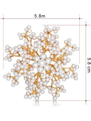 Decisive Kar Tanesi Inci Kristal Broş Düz Renk Kar Tanesi Broş Moda Zarif Inci Broş Kadın Takı (Yurt Dışından)