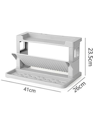 Internet 2 Katmanlı Baharat Depolama Rafı Kozmetik Düzenleyici Raf Banyo Masaüstü Mutfak Baharat Depolama Rafı-Gri (Yurt Dışından)