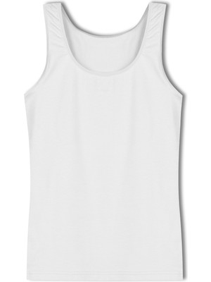 HNX Kadın Atlet Beyaz Pamuklu Kalın Askılı Hafif Tasarım ile Spor Kullanıma Uygun