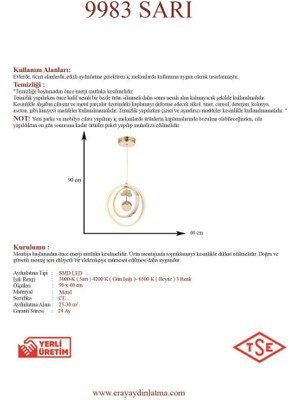 Eray Aydınlatma 9983-3 3lü LED Gold Avize