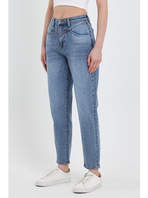 Vena Kadın Kyla Vintage Med Blue Mom Jean Pantolon