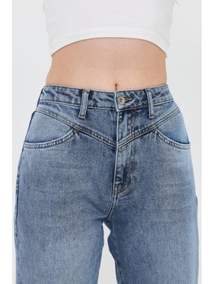 Vena Kadın Kyla Vintage Med Blue Mom Jean Pantolon