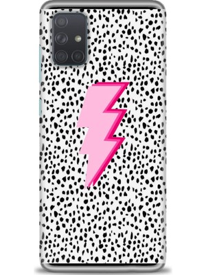 gmotp Samsung Galaxy A51 Kılıf Hd Baskılı - Pembe Şimşek