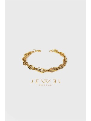 Jewel Kristal Model Gold Altın Kaplama Bileklik