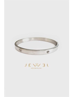 Jewel C. Model Beyaz Altın Kaplama Taşlı Bileklik