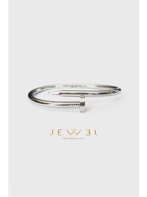 Jewel Çivi Model Beyaz Altın Kaplama Bileklik