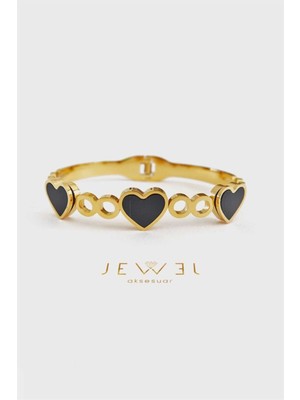 Jewel Black Heart Gold Altın Kaplama Bileklik